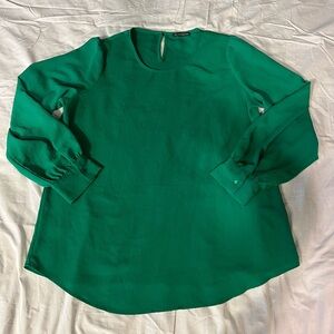 Adrianna Papell Green Long-Sleeve Blouse, Size L